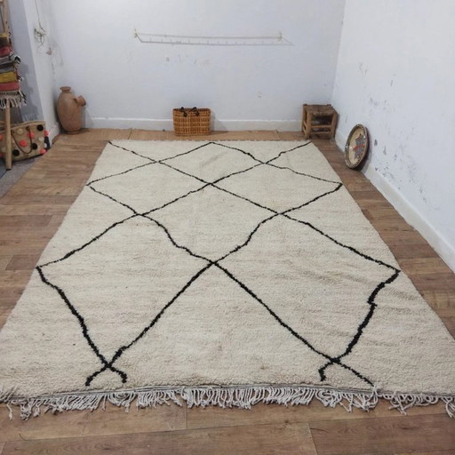 Authentiek Beni Ouarain-tapijt XXL – Uniek handgeknoopt wollen stuk (330 × 226 cm)