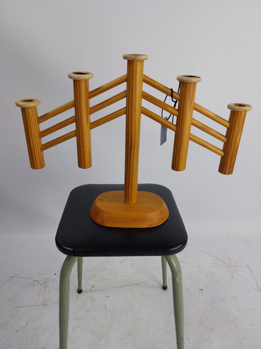 Candeliere scandinavo a 5 bracci in pino di aarikka