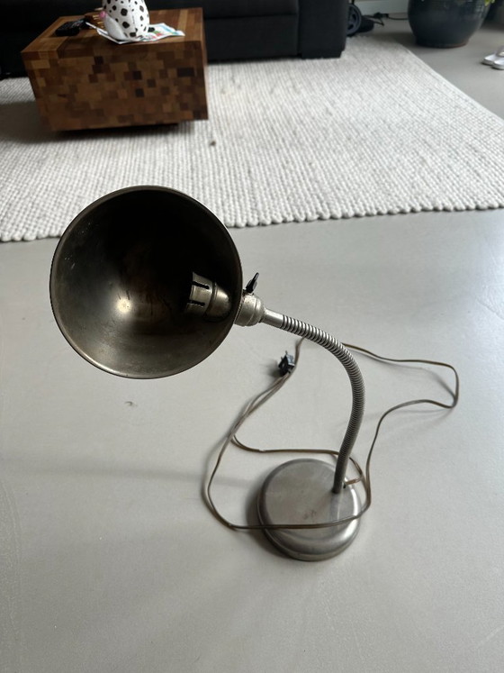 Vintage metal desk lamp with flexible neck (photo 5 of 5)