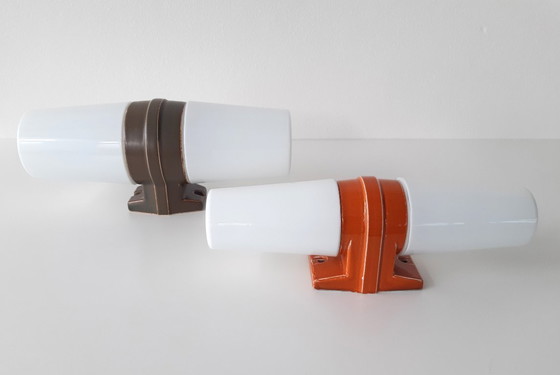 Image 1 of Porseleinen vintage wandlamp van Ifö Electric met 2 lichtpunten, groene jaren 60 lamp  ontworpen door Sigvard Bernadotte