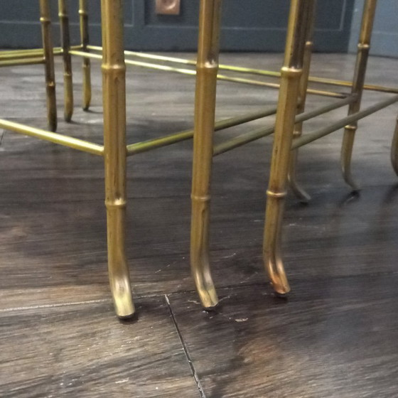 Mini set, Side tables, Bamboo look, Mid-Century by Maison Baguès – Glass (photo 10 of 10)