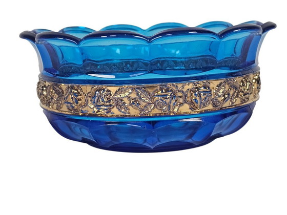 Image 1 of Brockwitz Glass Factory - modello Arianna - Art Déco - Germania - vetro pressato - foglia d'oro - 1929