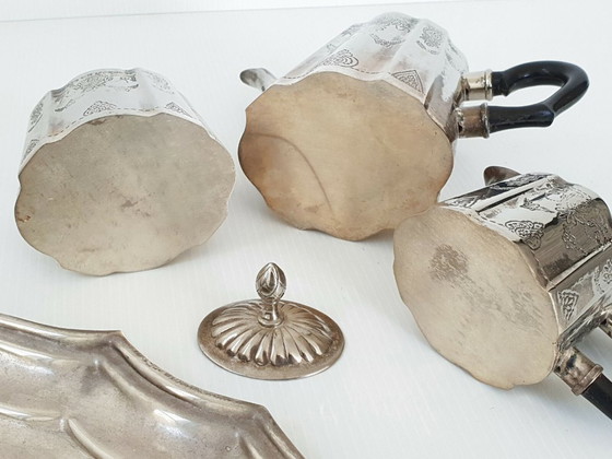 Image 1 of MAGNIFIQUE SERVICE A CAFE VINTAGE 1930 1940 EN METAL ARGENTE 30S 40S 1930 1940S 