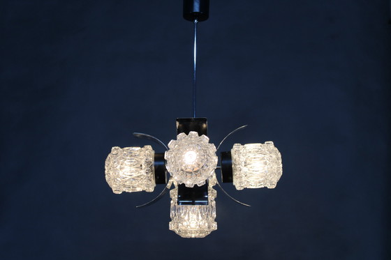 Image 1 of Lámpara de araña de cristal de la década de 1970, Checoslovaquia