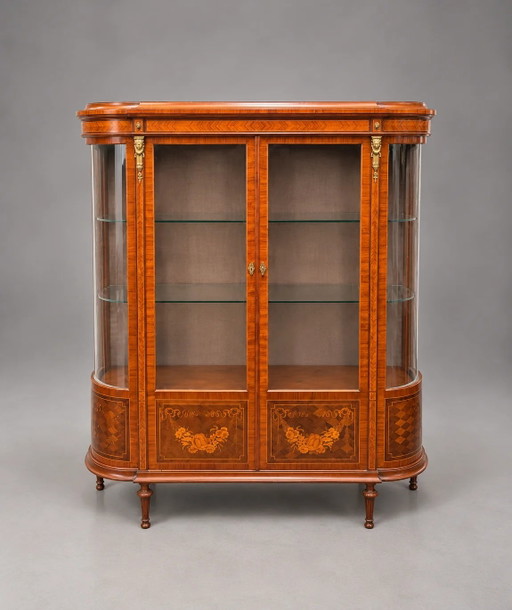 Franse Louis XVI Stijl Marqueterie Vitrinekast