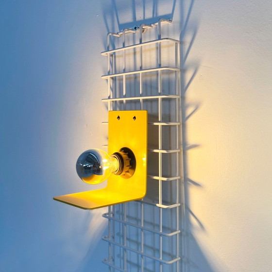 Image 1 of Pair of Yellow Wall Lamps on Grid from Seccose, 1980s