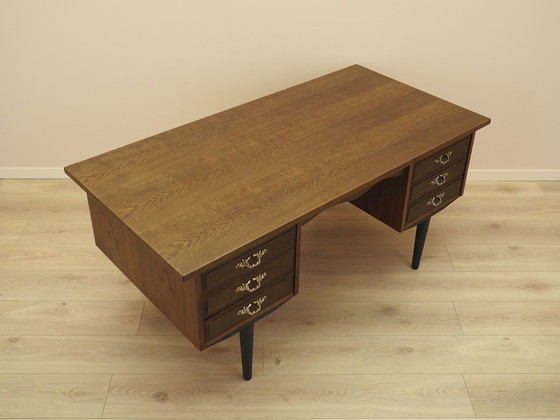 Danish Walnut Veneered Desk with Six Drawers, 1960s – Wood (photo 9 of 12)