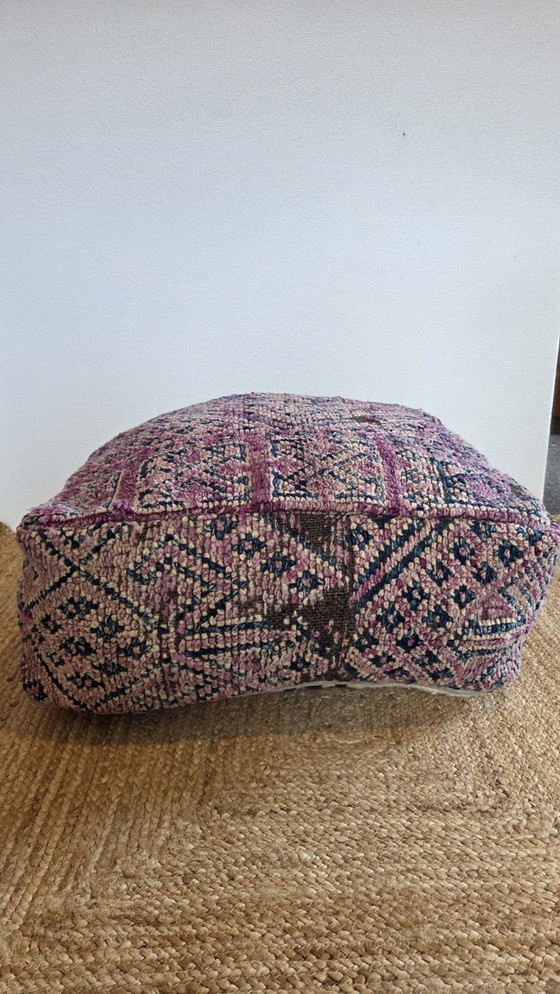 Image 1 of Vintage Berber pouf purple blue