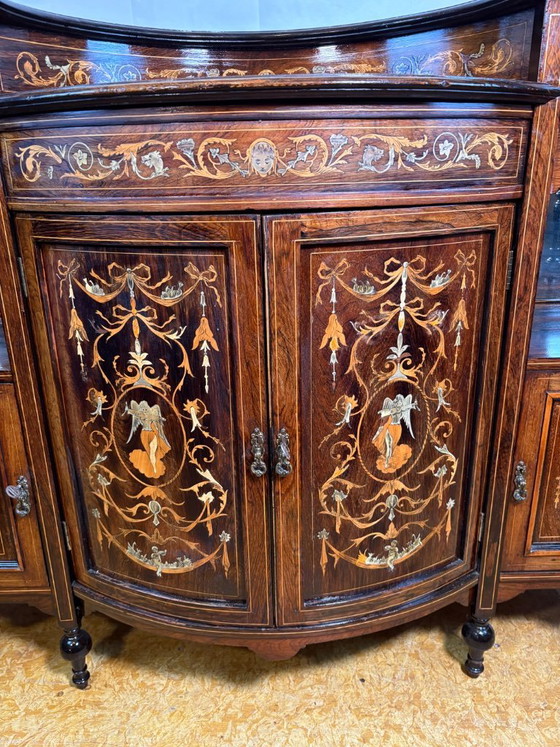 Image 1 of Antique English Sheraton Revival Rosewood Inlaid Server / Buffet – Late 19th Century