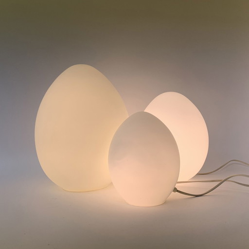 3x Domec Luminance Lampes de table en verre - 1970