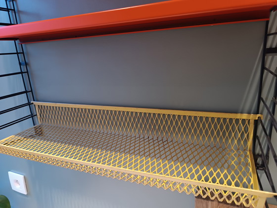 Image 1 of Tomado wall rack, sixties vintage, with basket