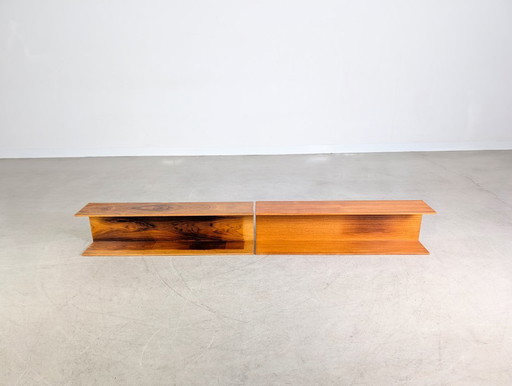 2x Étagère murale originale du milieu du siècle Wilhelm Renz Walter Wirz en teck