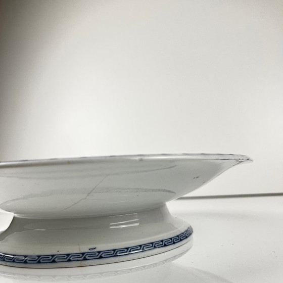 Image 1 of Low blue "Butterfly" compote dish on pedestal by Minton &co, England, 19th century