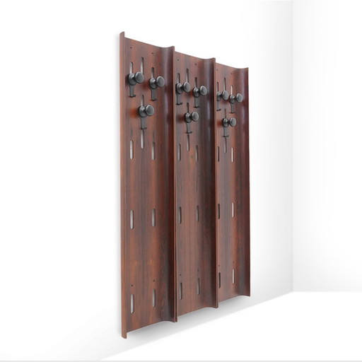 Wall coat rack in curved plywood, 1960s