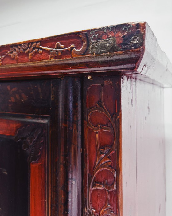 Vintage Chinese Black & Red Cabinet – Metal, Wood (photo 10 of 19)