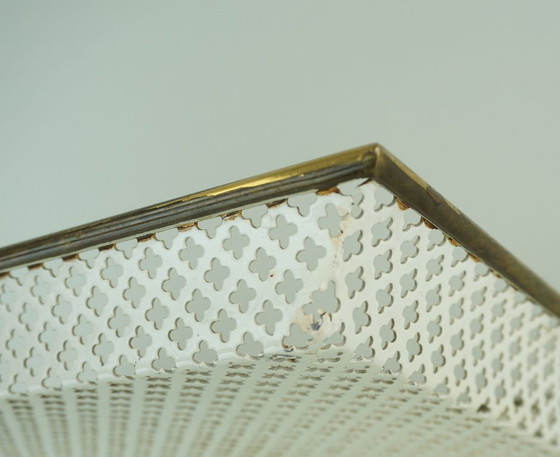Image 1 of mid century modern TRAY, perforated metal and brass, attr. to mathieu mategot 1950s