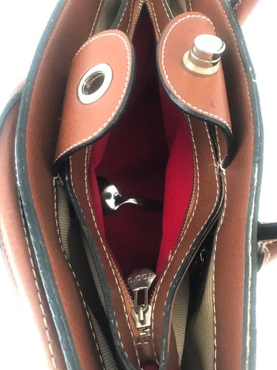 Image 1 of TOD'S Women's Bag Shoulder Bag Handbag Brown LEATHER White Decorative Stitching High Quality