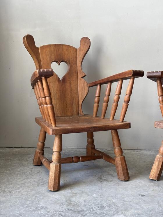 Image 1 of Set di 2 poltrone brutaliste in rovere massiccio