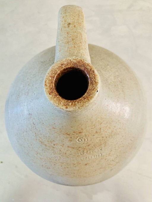 Antique, F. H. Cowden, Harrisburg, Stoneware 2g Jug with Snowflake, Circa 1880's
