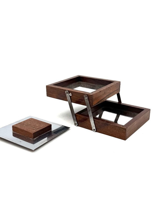 Image 1 of Mid-century mirrored wood cigarette box, France 1960