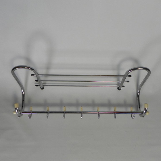 Image 1 of Verchroomde vintage wandkapstok, jaren 50