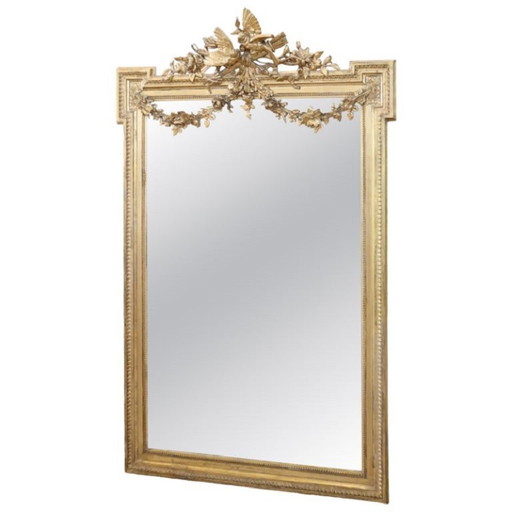 Large Antique Wall Mirror in Gilded Wood, Italy 19th Century