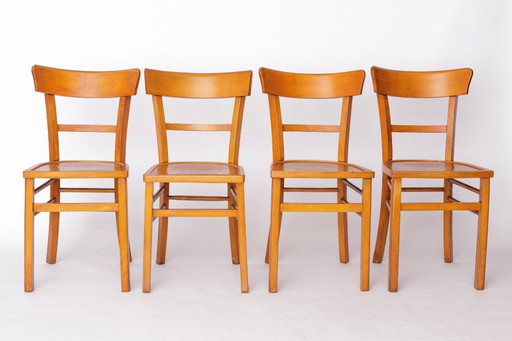 Set of 4 Vintage Frankfurter Chairs, 1960s German Dining Chairs, Beech Wood Frames