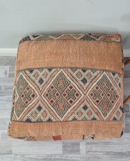 Kelim berber poef, vintage zitkussen 