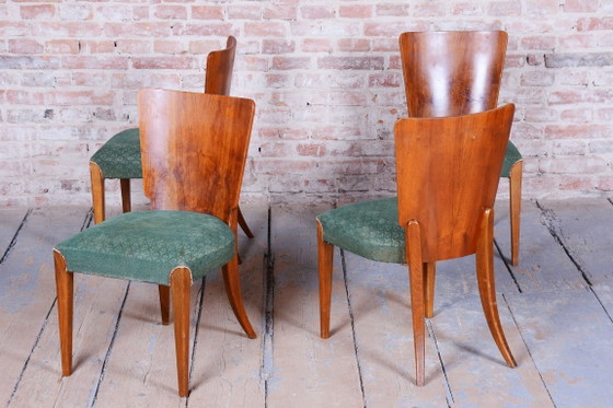 Set of 4 Original Art Deco Chairs, J. Halabala, UP Zavody, Chrome, Czech, 1940s – UP Závody, Dining chairs (photo 11 of 12)