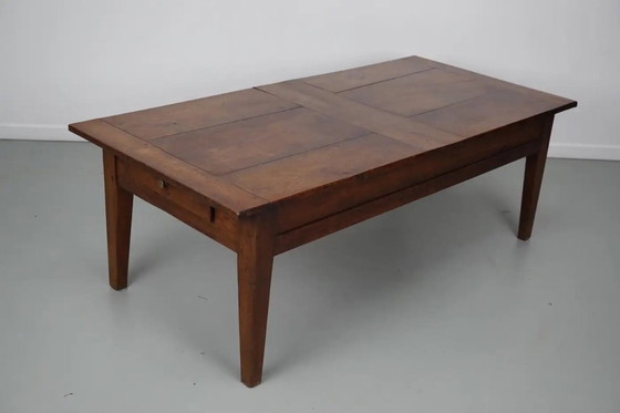 Image 1 of Tavolino da caffè rustico francese in rovere, inizio XX secolo