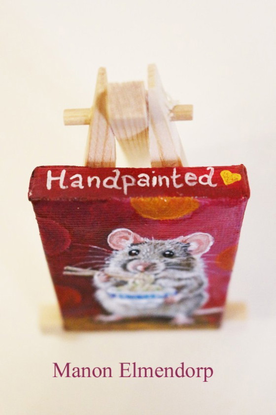 Image 1 of Unique Hand-Painted Little Mouse Painting, Signed