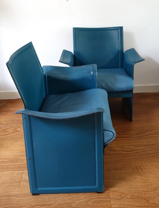 Pair of Two Korium KM1 Chairs by Tito Agnoli for Matteo Grassi