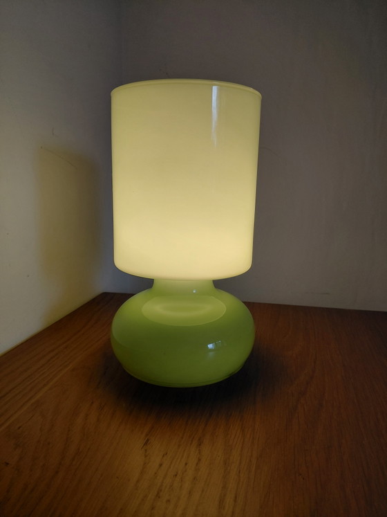 Image 1 of Lampe de table vintage IKEA Lykta en verre vert, lampe champignon fonctionnelle