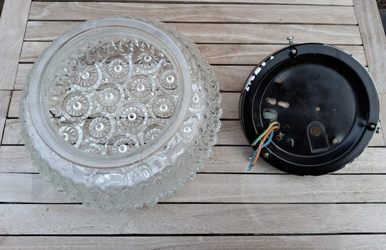Image 1 of Massive 1970 "S" Flower glass ceiling lamp