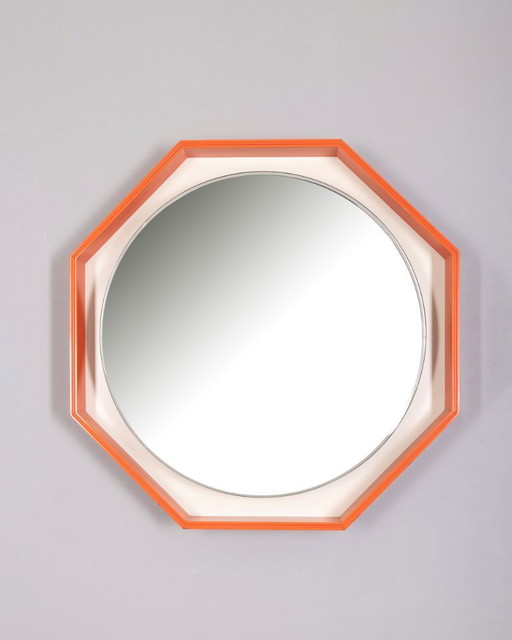Vintage-Wandspiegel mit Hintergrundbeleuchtung aus den 1970er Jahren, italienisches Design
