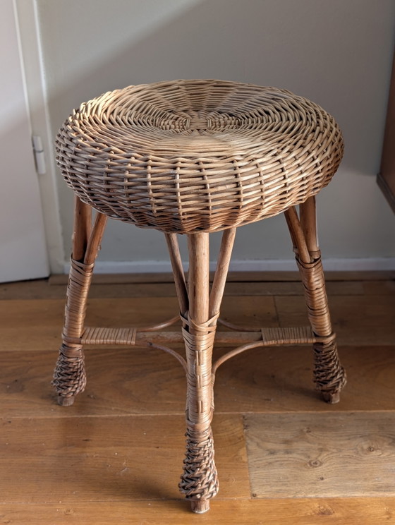 Tabouret vintage en rotin – Bois (photo 3 of 7)