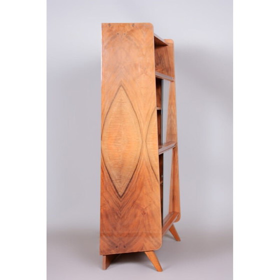 Image 1 of Vintage walnut and glass bookcase by Tatra Pravenec, Czech 1950