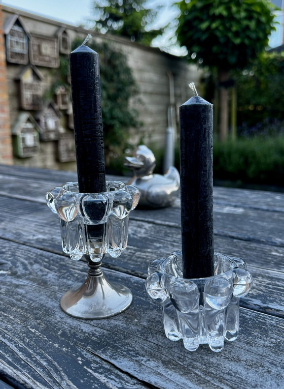 Image 1 of Set di candelabri in vetro vintage di Reims, Francia (anni '60)