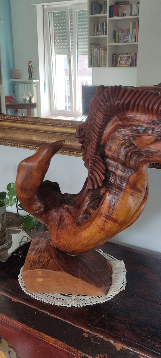 Image 1 of Moderne houtsnijkunst - Twee paardenhoofden - Gesigneerd Giuliani '92