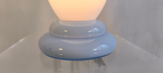 Image 1 of 😍✨ Magnificent large vintage lamp in opaline blue Bohemian glass — signed Czechoslovakia — 1960s/70s ✨😍
