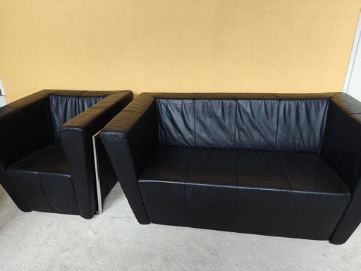 Harvink 2-seater sofa & armchair black leather