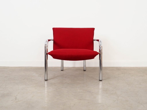 Fauteuil rouge, design italien, années 1970, fabriqué en Italie