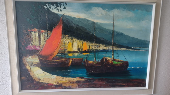 Image 1 of Granddad found this one, with the garbich late 70s dont know the painter??? Who can help??