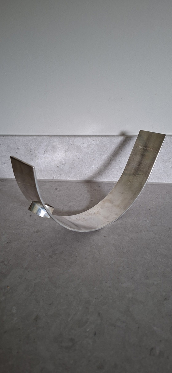 Vintage Franse Verzilverde Wijnflessenhouder - Monarch - Poinçon 90 (ca. 1950-1970) – Wijnrek, Silver (photo 2 of 12)