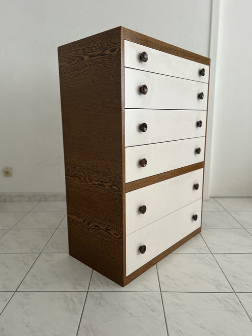 Vintage ladekast wenge hout 6 lades