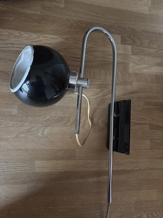 Image 1 of Set van 2 eyeball Midcentury lampen zwart met chroom 