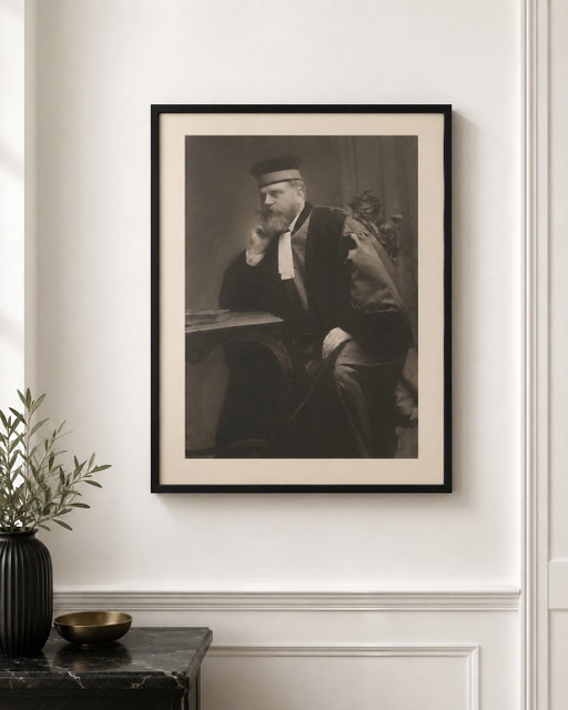 Photographie ancienne Léon bourgeois signé Geo Brunel rehaussé mine a plomb 1919