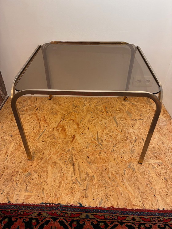 Salontafel of bijzettafel van rookglas en verchroomd metaal – Metal (photo 6 of 8)