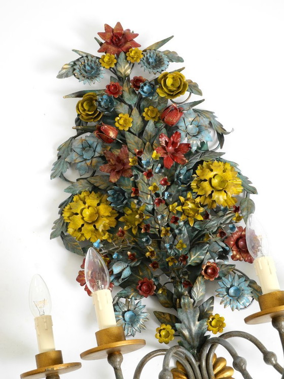 Image 1 of Immense et magnifique applique murale en métal doré et peint à la main, datant des années 1960, signée Hans Möller.