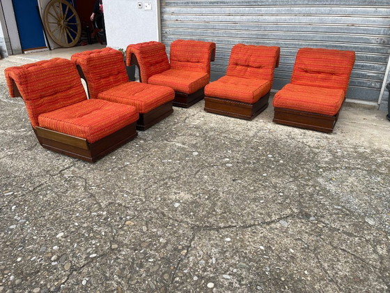 Image 1 of Modulaire stoelen 'Can Can' uit de jaren 60 in Italiaanse Mid-Century Modern-stijl van Luciano Frigerio.